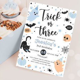 Trick Or Three Halloween Groovy Spöke 3-årsdag Inbjudningar