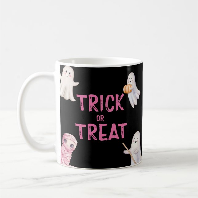 Trick Or Three Halloween Spök Födelsedagsfest Kaffemugg (Vänster)