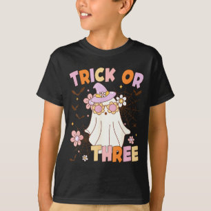 Trick Or Three Söta Spöken Groovy 3-års Födelsedag T Shirt