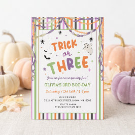 Trick or Three Whimsical Födelsedagsinbjudan Inbjudningar