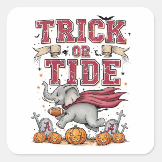 Trick or Tide Alabama Halloween-dekal – Vintage Fyrkantigt Klistermärke