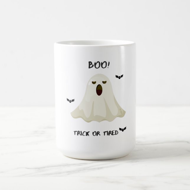 Trick or Tired – Funny Halloween Ghost Coffee Mug Kaffemugg (Center)