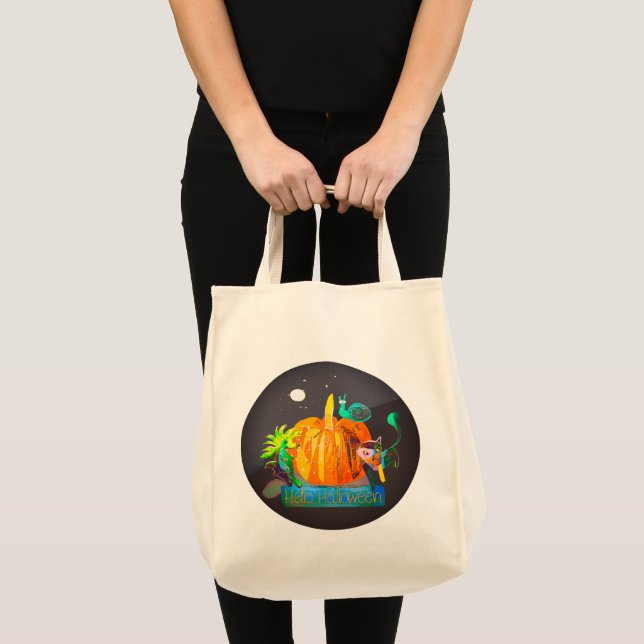 Trick-or-Treat Bag Pumpkin Spirit & Roligt Hallowe Tygkasse (Framsida (produkt))