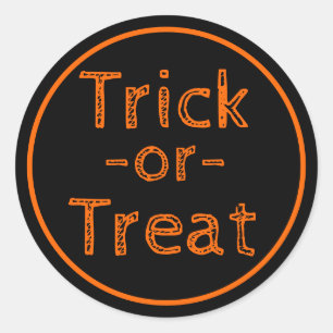 Trick-or-Treat Black and Orange Halloween Theme Runt Klistermärke