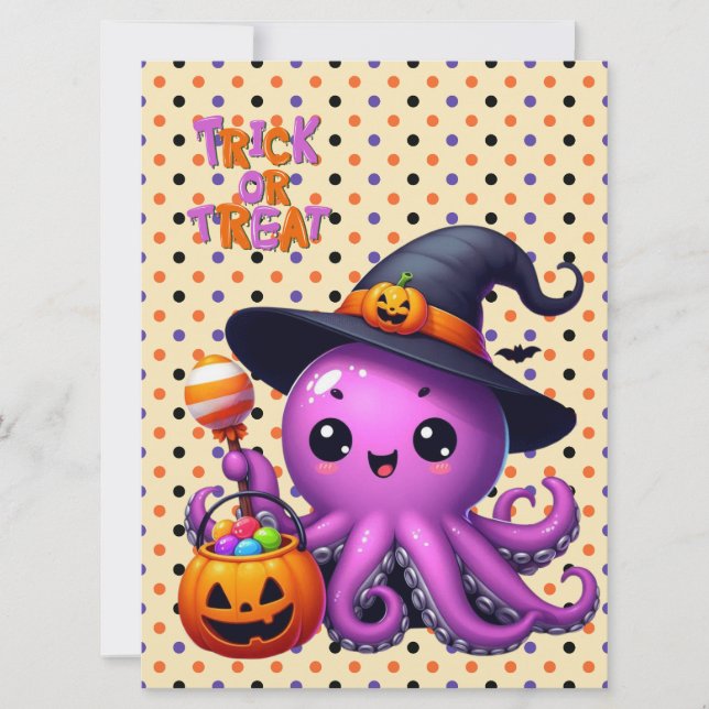 Trick or Treat Bläckfisk Halloween  Julkort (Framsida)