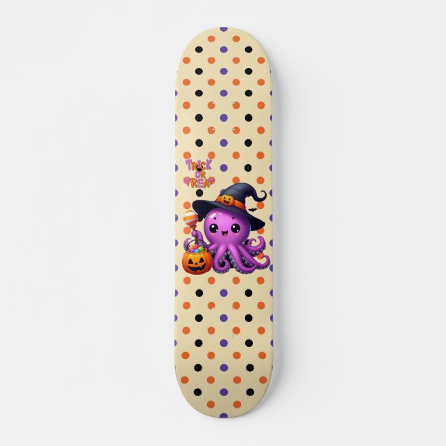 Trick or Treat Bläckfisk Halloween  Mini Skateboard Bräda 18,5 Cm (Framsida)