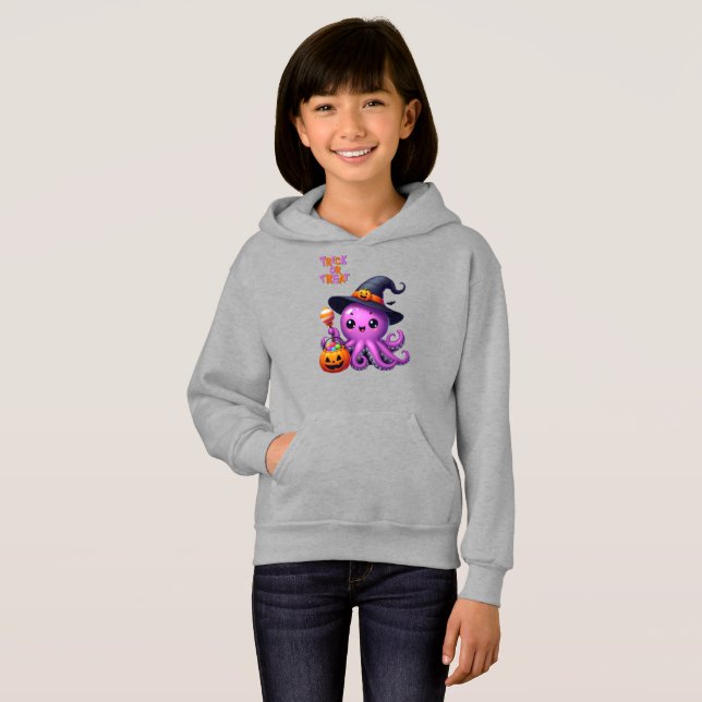 Trick or Treat Bläckfisk Halloween  T Shirt (Hel framsida)