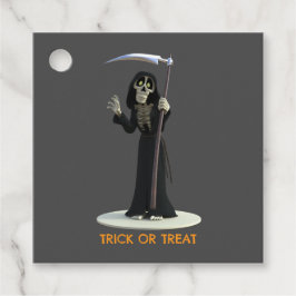 Trick or Treat. Cartoon Grim Reaper Gåvor Etiketter