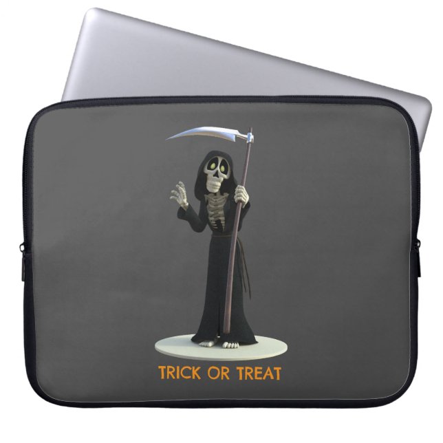 Trick or Treat. Cartoon Grim Reaper Laptop Fodral (Framsidan)