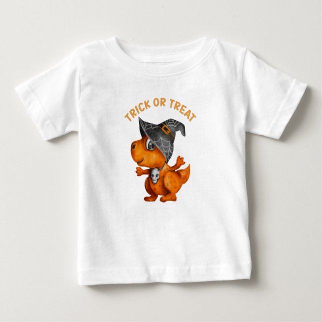 Trick or Treat cute dinosaur T Shirt (Framsida)