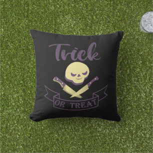 Trick or treat dödskalle Halloween band T Kudde