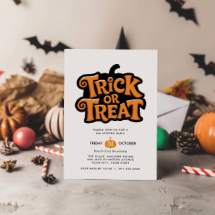 TRICK OR TREAT ENKEL HALLOWEEN-fest Inbjudningar