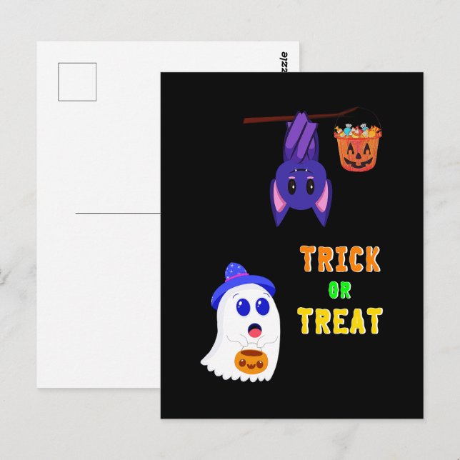 Trick Or Treat Fladdermöss Godis 31 Storbritannien Vykort (Fram/baksida)