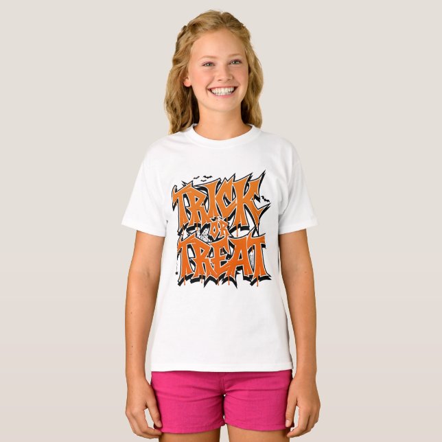 Trick Or Treat Graffiti T Shirt (Hel framsida)