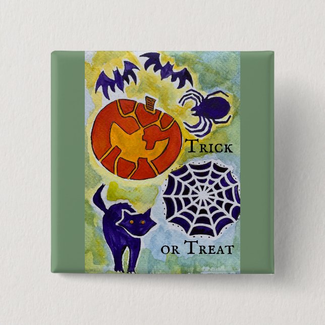 Trick or Treat Halloween Button Knapp (Framsida)