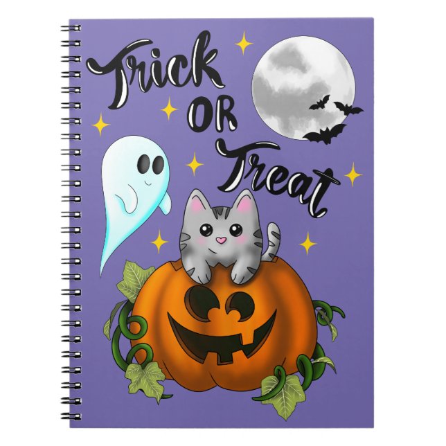 Trick or treat Halloween cat Anteckningsbok (Framsidan)
