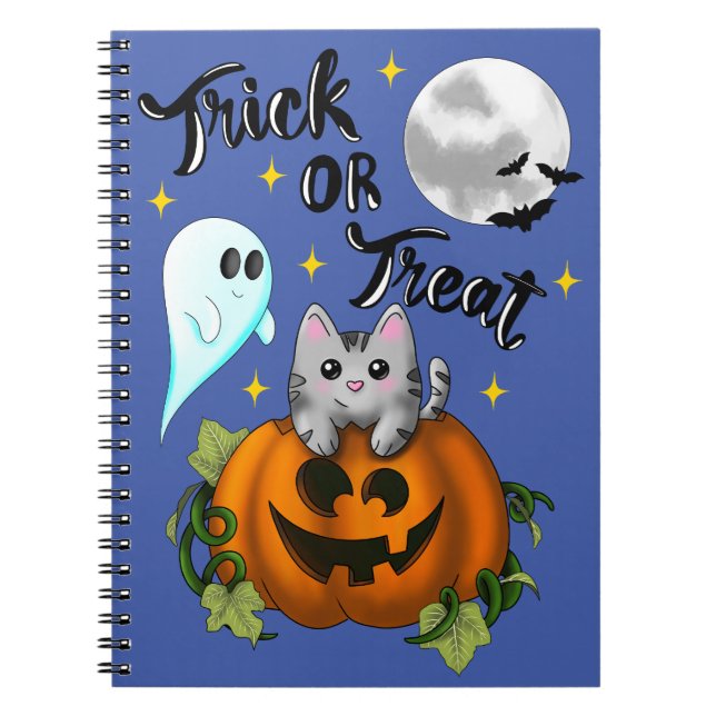 Trick or treat Halloween cat Anteckningsbok (Framsidan)