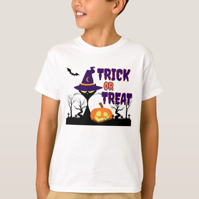 Trick or Treat - Halloween Cat - Kid's T-Shirt (Framsida)