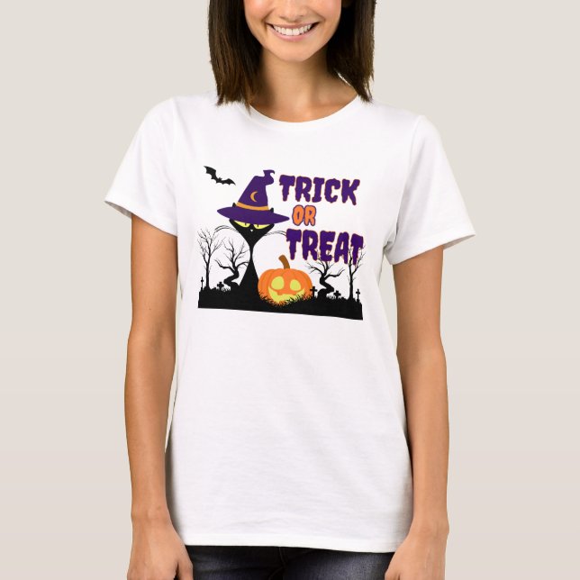 Trick or Treat - Halloween Cat - Woman's T-Shirt (Framsida)