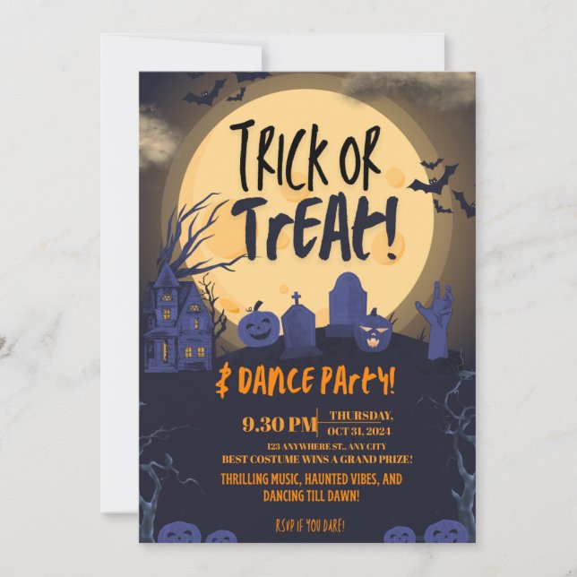Trick or Treat Halloween Dance Party Invitation🎃 Inbjudningar (Framsida)
