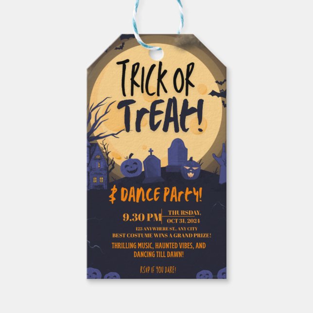 Trick or Treat Halloween Dance Party Invitation🎃 Presentetikett (Framsidan)