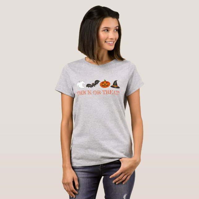 Trick-or-Treat Halloween Fladdermus Pumpkin Ghost  T Shirt (Hel framsida)