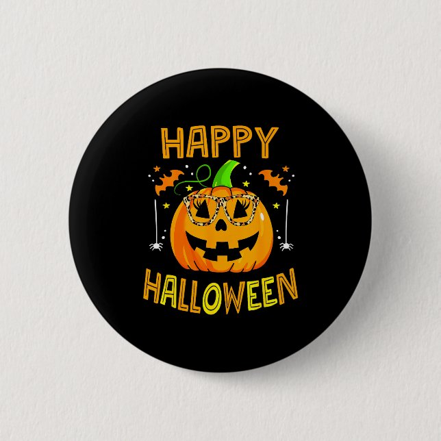 Trick Or Treat Halloween Funny Pumpkin Happy Hallo Knapp (Framsida)