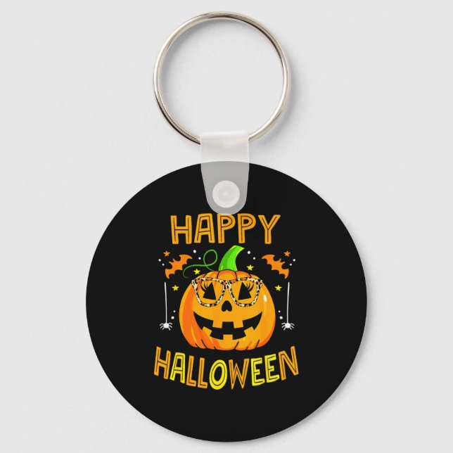 Trick Or Treat Halloween Funny Pumpkin Happy Hallo Nyckelring (Framsida)