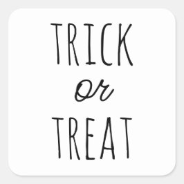 Trick or Treat Halloween. Minimalist Black & White Fyrkantigt Klistermärke