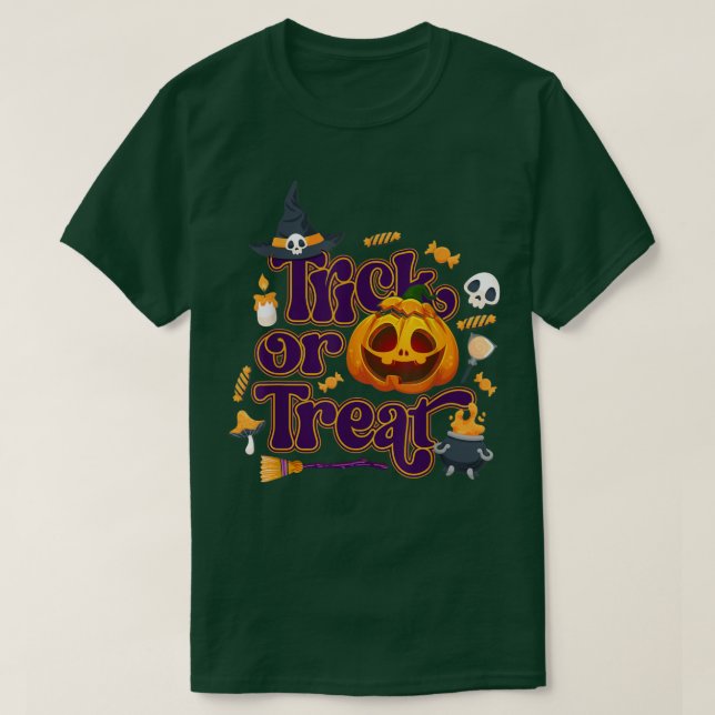 Trick Or Treat Halloween Pumpkin Jack O Lantern Ca T Shirt (Design framsida)