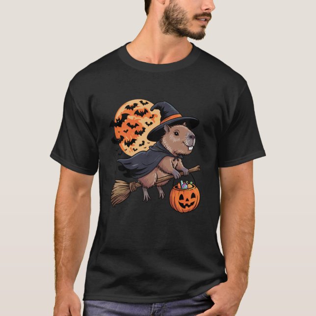 Trick or Treat Kapybara Häxa Halloween Pumpa Ca T Shirt (Framsida)