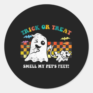 Trick Or Treat Lukta Husdjurs Fötter Halloween Spö Runt Klistermärke