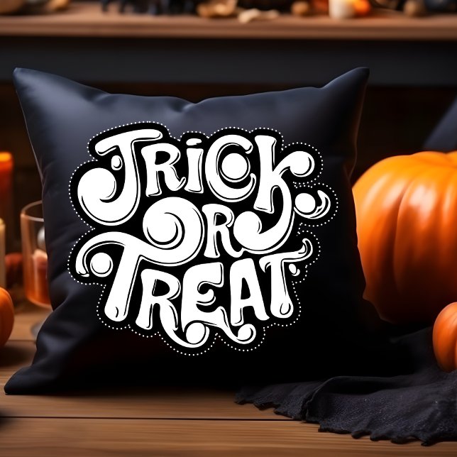 Trick or Treat Modern Halloween Writing Kudde (Skapare uppladdad)