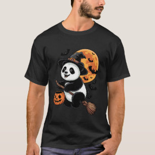 Trick or Treat Panda Häxa Halloween Pumpa Godis T Shirt