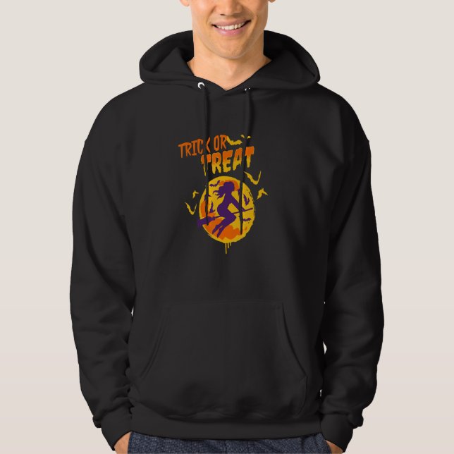 Trick or Treat Petty Witch Costume Full Moon Bats Hoodie (Framsida)