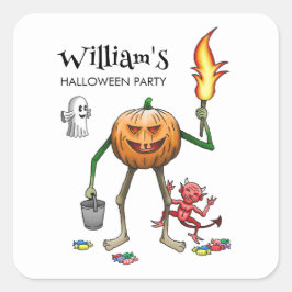 Trick or Treat Pumpa Fyrkantigt Klistermärke