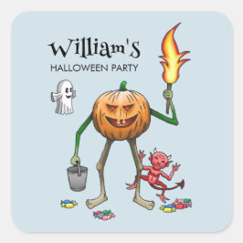 Trick or Treat Pumpa Fyrkantigt Klistermärke