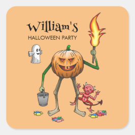 Trick or Treat Pumpa Fyrkantigt Klistermärke