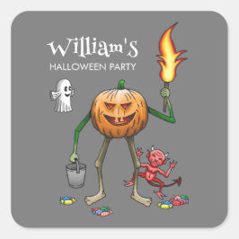 Trick or Treat Pumpa Fyrkantigt Klistermärke