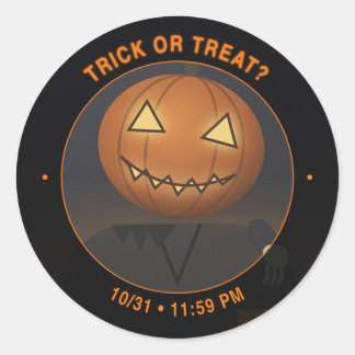 Trick or Treat Pumpahuvud Kuvert Säl Runt Klistermärke