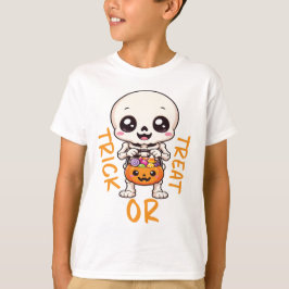 Trick or Treat Skelett, Pojke Skelett Halloween T Shirt