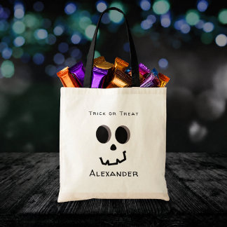 Trick or Treat Söt Skelett Ansikte Personlig Tygkasse