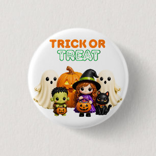 Trick or Treat – söta Halloweenvänner Knapp