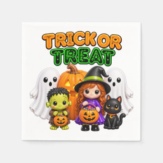 Trick or Treat - Söta Halloweenvänner Pappersservett