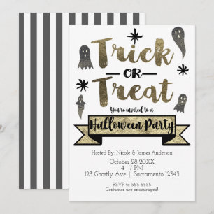 Trick or Treat Spök Chic Modern Halloweenfest Inbjudningar