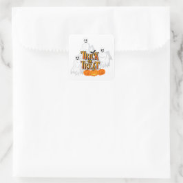 Trick or Treat Spöke Fyrkantigt Klistermärke