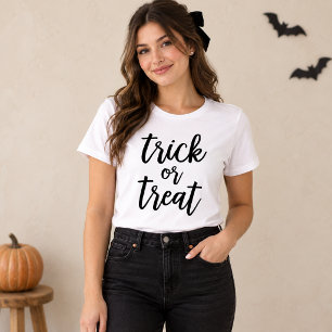 Trick or Treat Svart Modernt Handstilat Halloween T Shirt