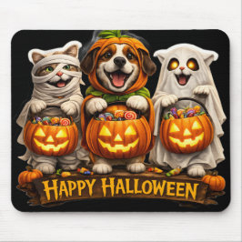 Trick-or-treat trio whimsical happy Halloween mous Musmatta