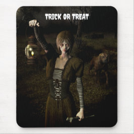 Trick or Treat. Tunn kvinna bär lampa Musmatta