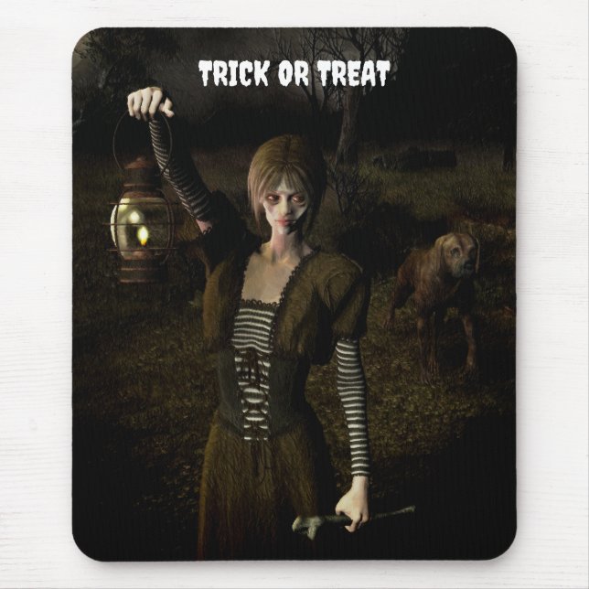 Trick or Treat. Tunn kvinna bär lampa Musmatta (Framsidan)